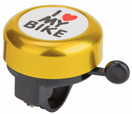 Велосипедный звонок модель 45AE-02 "I Love my bike" алюминий/пластик черно-золотистый арт.210139