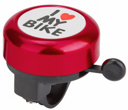 Велосипедный звонок модель 45AE-01 "I Love my bike" алюминий/пластик черн/красный арт.210138