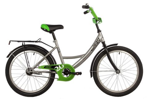 Велосипед NOVATRACK 20" VECTOR сереброо, защ А-тип, торм нож., крыл и багаж чёрн., без доп кол161821 фото 1