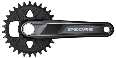 Система Shimano Deore, FC-M6100, 32T, 1x12 скоростей, 170мм, интегрированный вал, черная. фото 1