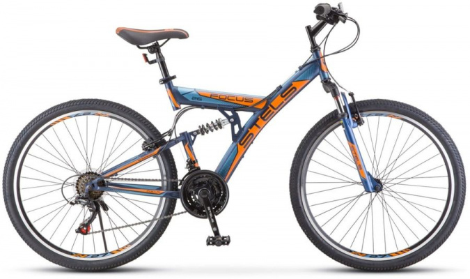 STELS Велосипед Focus 26"V 18-sp (18" Темно-синий/оранжевый), арт. V030 фото 1
