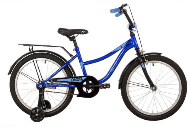 Велосипед NOVATRACK 20" WIND синий, защита цепи А-тип, пер.ручн, зад нож тормоз., крылья, баг 153776 фото 1
