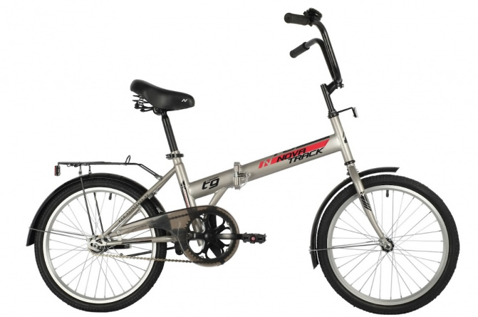Велосипед NOVATRACK 20" складной, TG30, серый, тормоз нож, двойной обод,сид.и руль комфор 146217 фото 1
