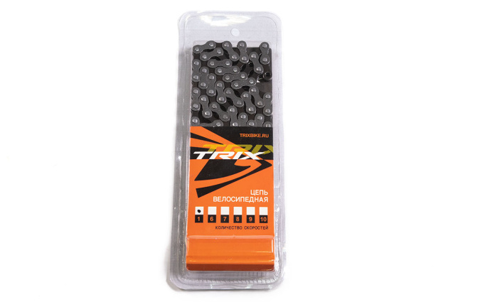 Цепь TRIX для 1 скорости, 1/2"х1/8", 112 звеньев, пин 8.9мм, с замком, серая 8935 фото 1